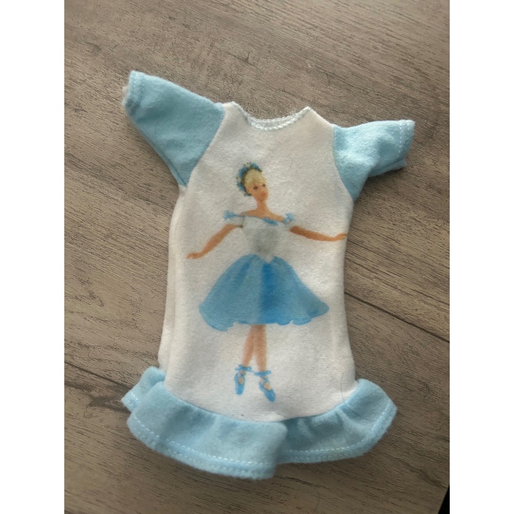 Vintage Barbie Ballerina Nightgown Blue White Ruffle Doll Clothes Sleepwear
